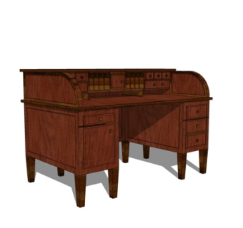 欧式实木书桌su模型