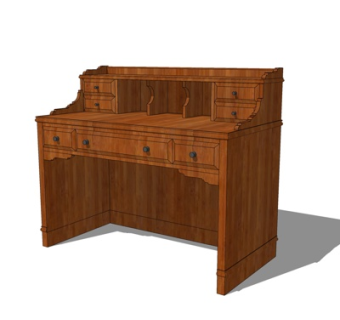 欧式实木书桌su模型