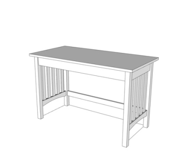 现代实木书桌su模型