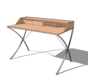 现代实木书桌su模型