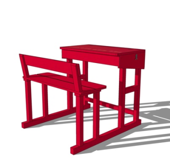 现代实木书桌su模型