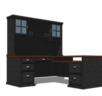 现代实木书桌su模型