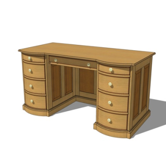 欧式实木书桌su模型