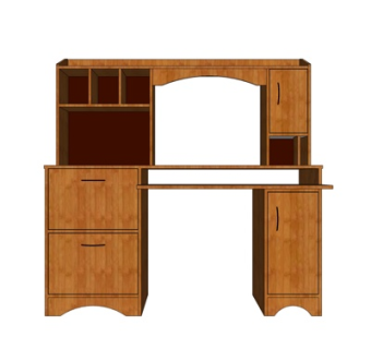 现代实木书桌su模型