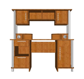 现代实木书桌su模型