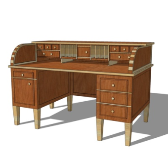 欧式实木书桌su模型