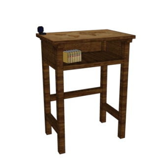 现代实木书桌su模型