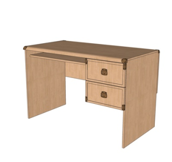 现代实木书桌su模型