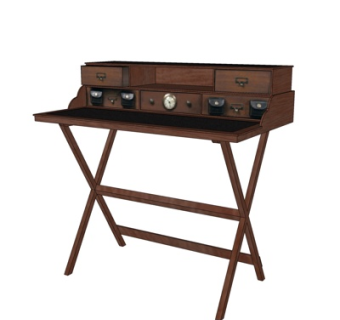 工业风实木书桌su模型