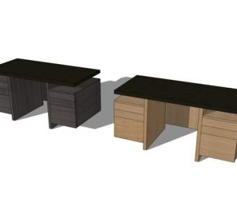 现代实木书桌su模型