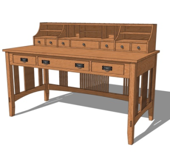 欧式实木书桌su模型