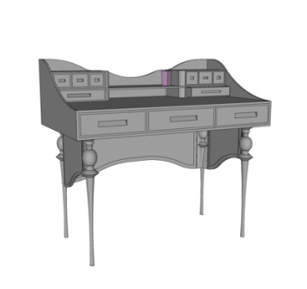 简欧实木书桌su模型