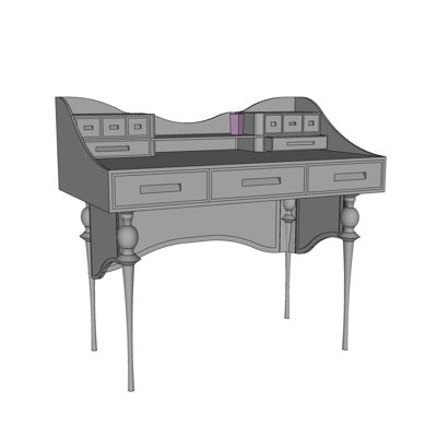 简欧实木书桌su模型