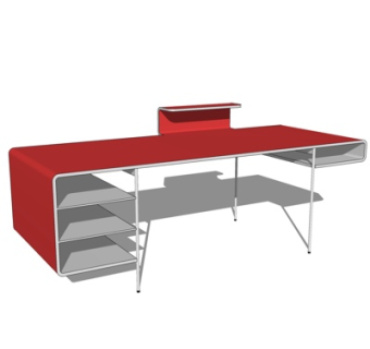 现代实木书桌su模型