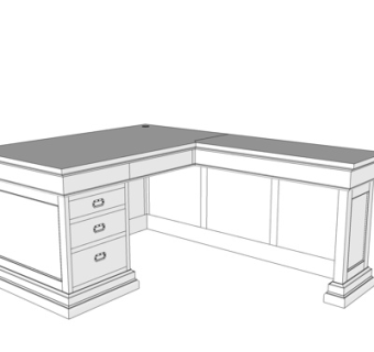现代实木书桌su模型
