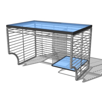 现代玻璃电脑桌su模型
