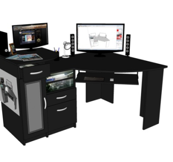 现代实木电脑桌su模型