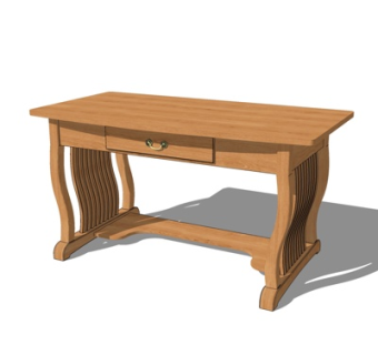 欧式实木书桌su模型