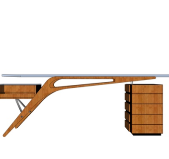 现代实木书桌su模型