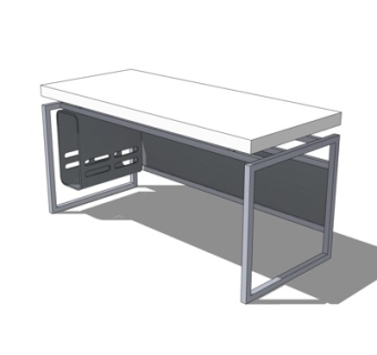 现代实木书桌su模型