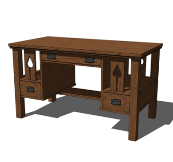 现代实木书桌su模型