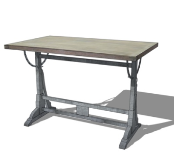 工业风实木书桌su模型