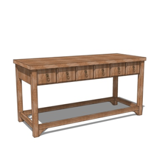 现代实木书桌su模型