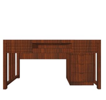 现代实木书桌su模型