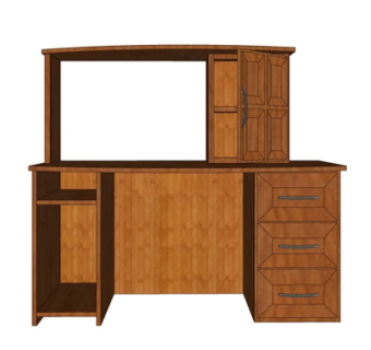 现代实木书桌su模型