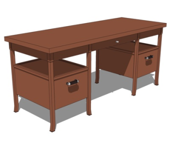 现代实木书桌su模型