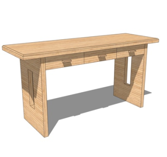 现代实木书桌su模型