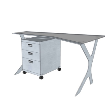 现代实木书桌su模型