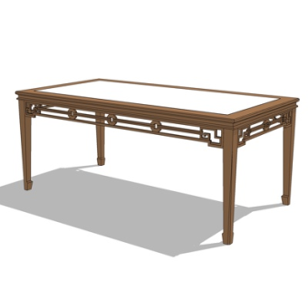 中式实木边几su模型