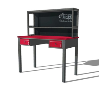 现代实木书桌su模型