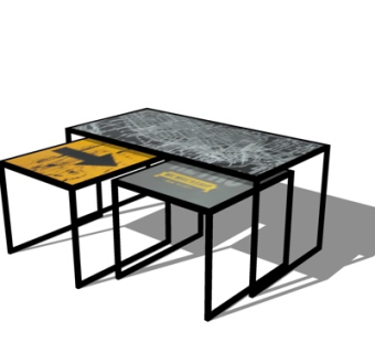 工业风大理石边几su模型