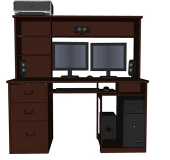 现代实木电脑桌su模型