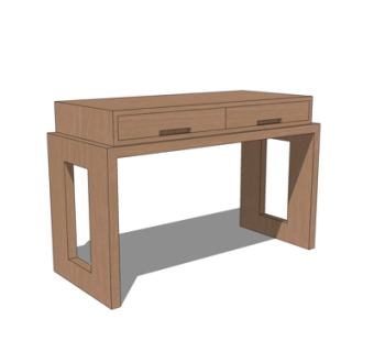 现代实木书桌su模型