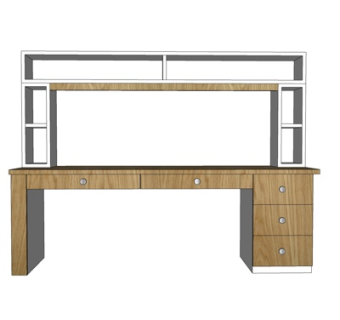 现代实木书桌su模型