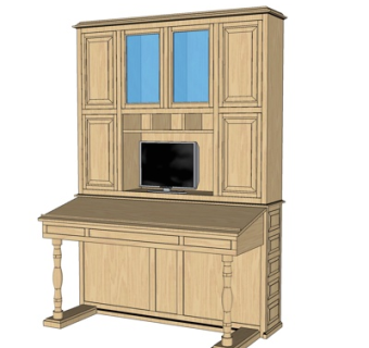 欧式实木电脑桌su模型