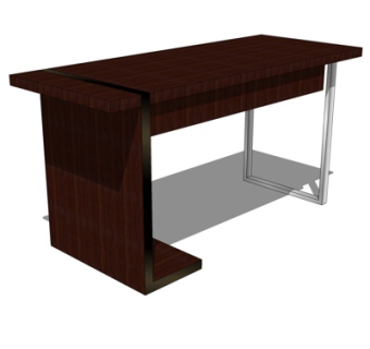 现代实木书桌su模型