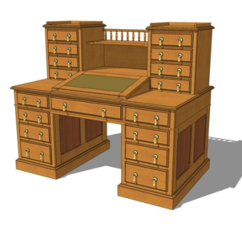 欧式古典书桌su模型
