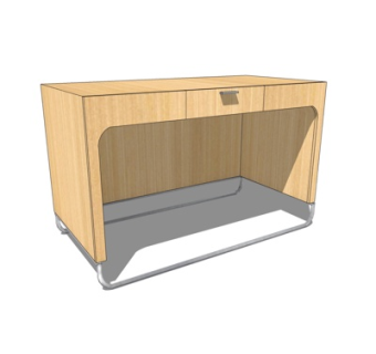 现代实木书桌su模型