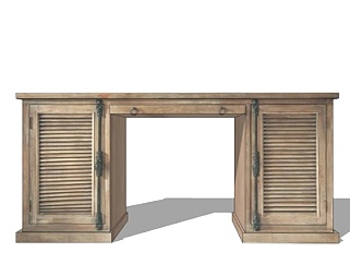 欧式实木电脑桌su模型