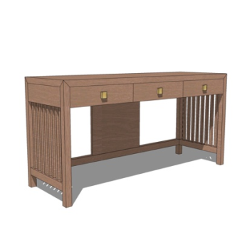 现代实木书桌su模型