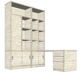 北欧原木书桌su模型