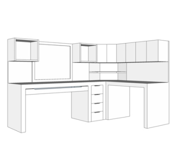 现代实木电脑桌su模型