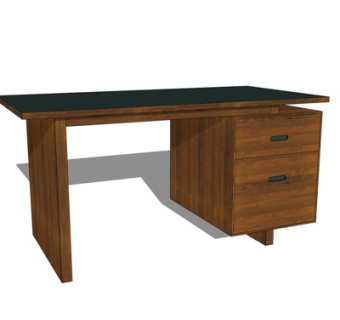 现代实木书桌su模型