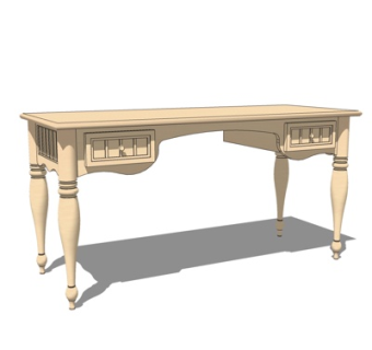 欧式实木书桌su模型