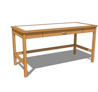 现代实木书桌su模型