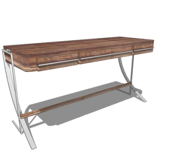 现代实木书桌su模型